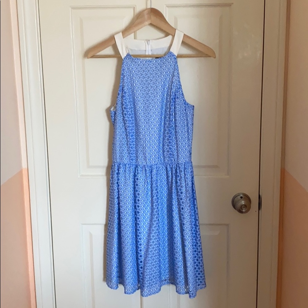 Blue Lace Fit and Flare Dress